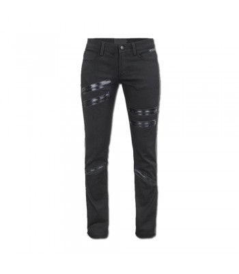 Women Goth Long Pants With Zippers Black Punk Rock Decorated Pants Punk Emo Pant